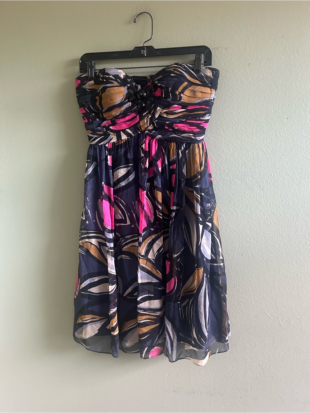 Donna Morgan Strapless Navy Floral-Print Midi Dress Sz 4